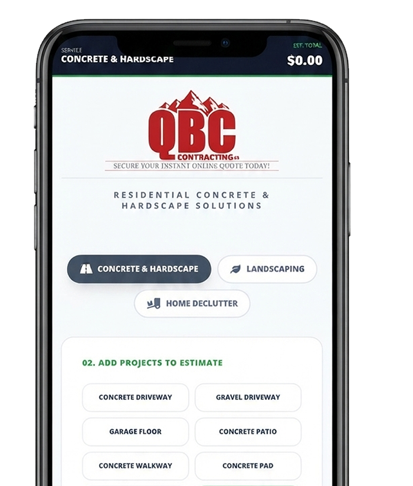 QBC Concrete App Mockup