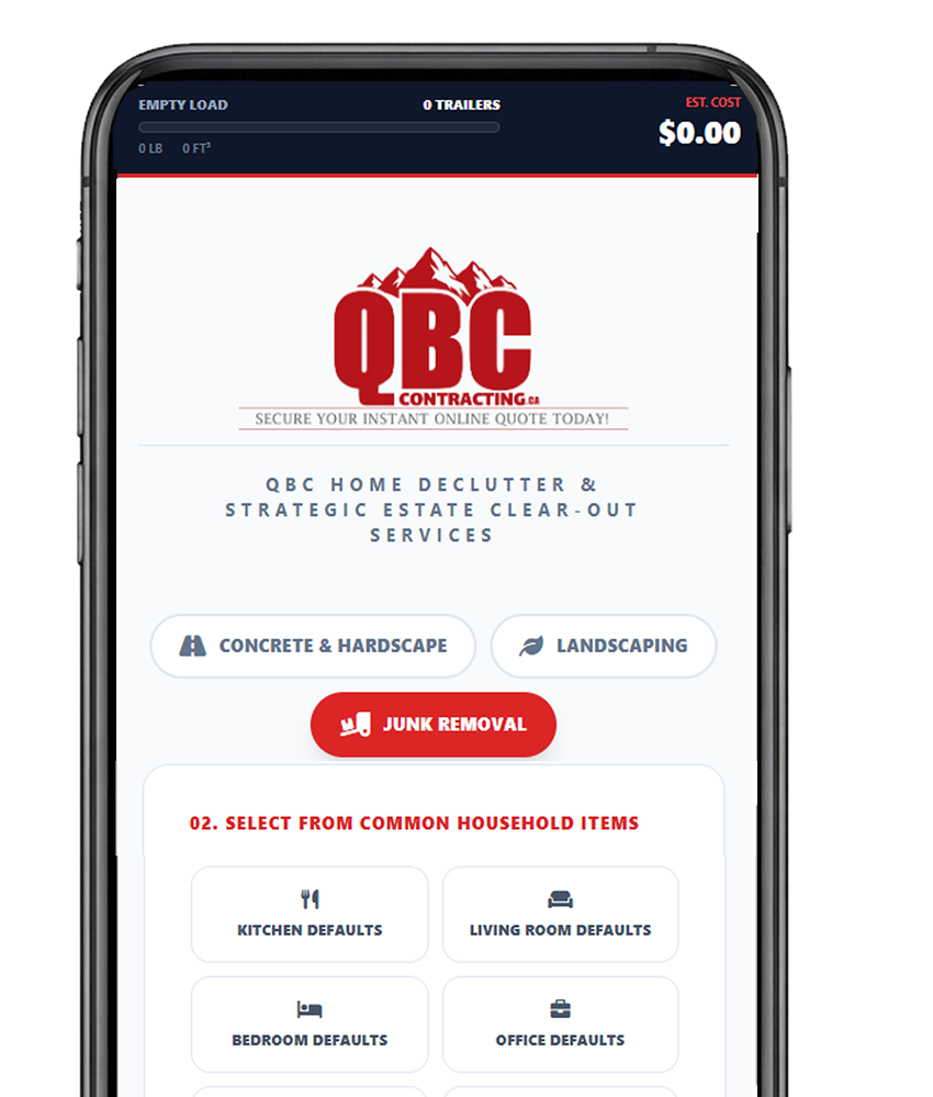 QBC Junk Removal App Mockup
