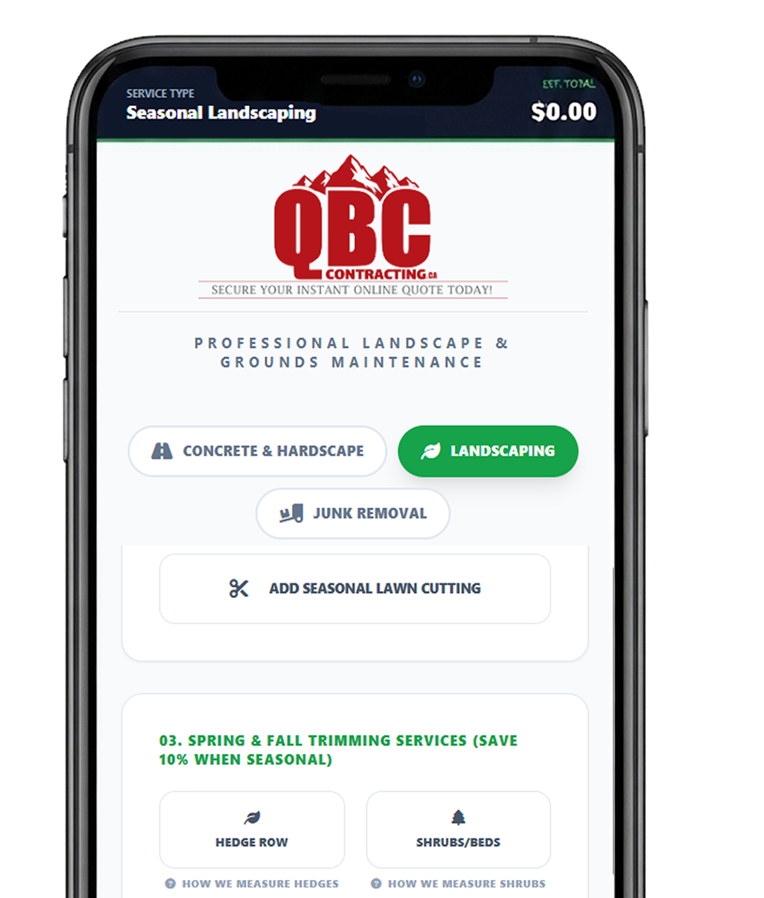 QBC Landscaping App Mockup